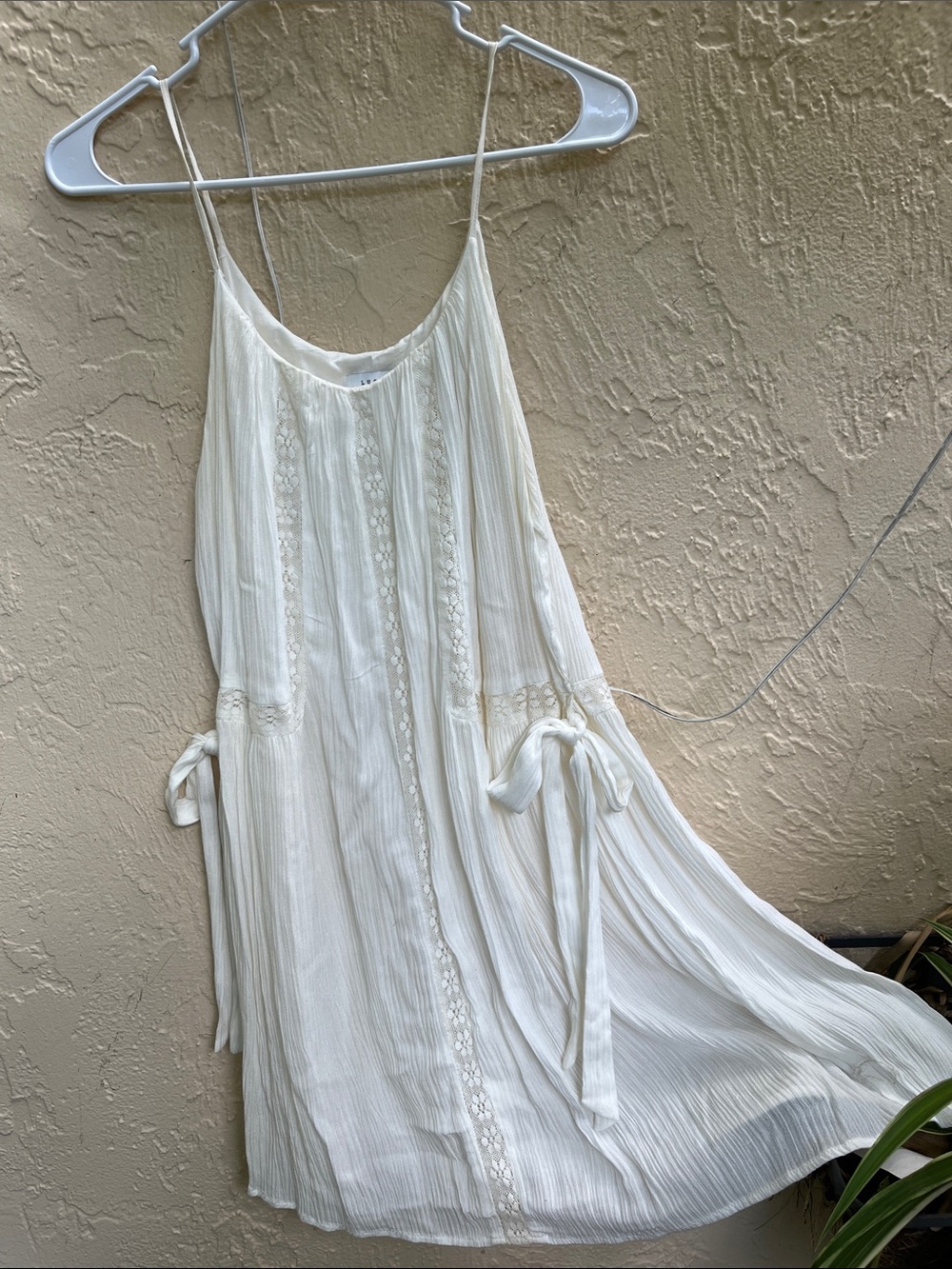 Lush White Lace-Trim Spaghetti-Strap Dress M